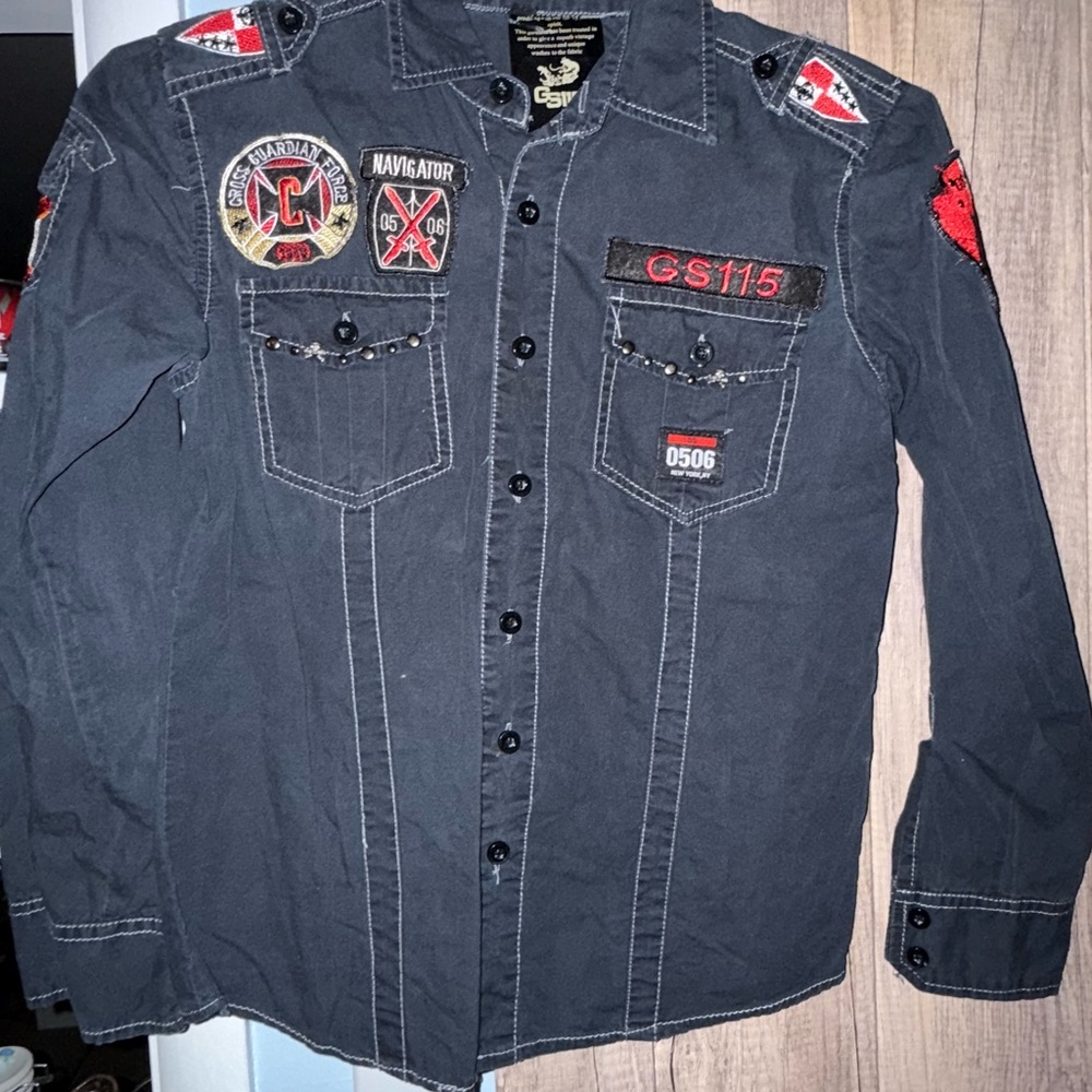 G-Star Black Military Jacket with Red Patches